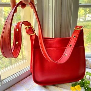 Rare Coach Vintage Legacy Saddle Purse in Red Leather Brass Hardware NiKSH 9966